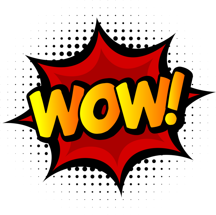 Colorful stickers at colorful comic . pop art speech bubbles with text wow