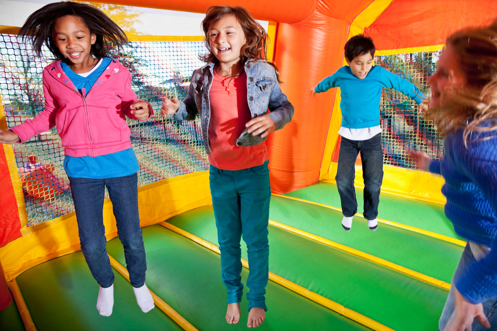 Children in bounce house