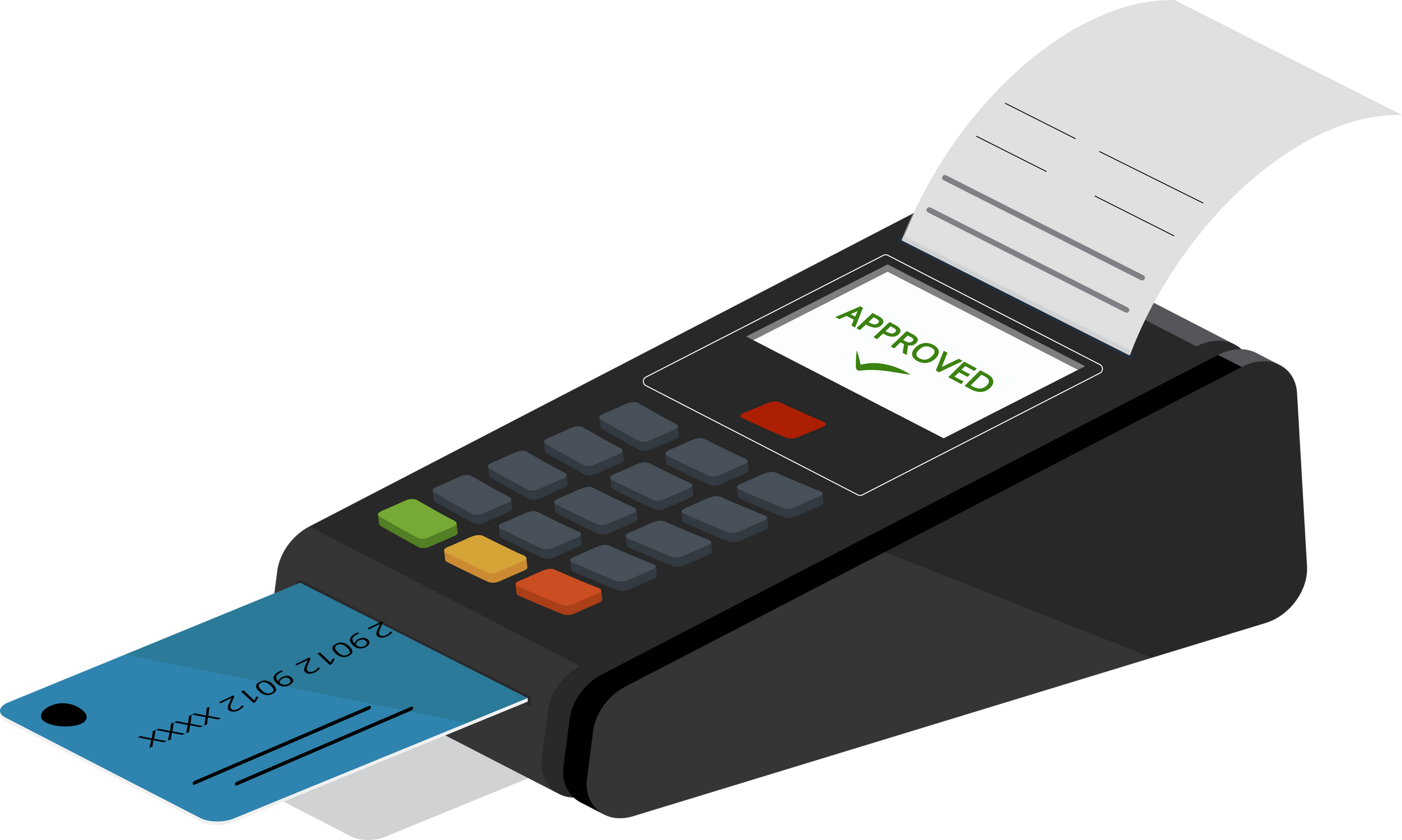 Payment Machine Of Debit Card and Credit Card, Invoice Flat Vector Illustration. Payment Concept Approved Payment Status Payment Machine